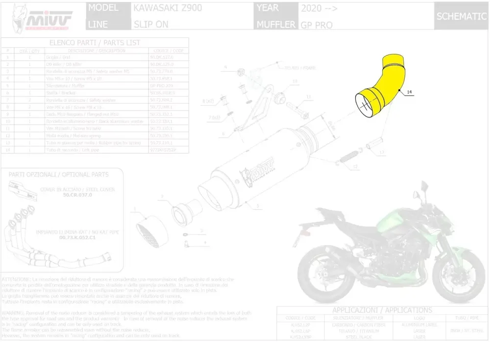 Highlight MIVV Verbindungsrohr passend für Kawasaki Z 900 20-