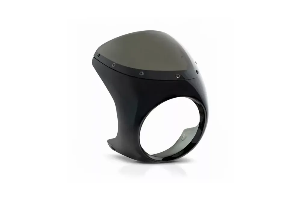 Barracuda Scheinwerfermaske CAFE RACER SCREEN Halbschale mit LED Scheinwerfer DRAGON LIGHT Neuheit