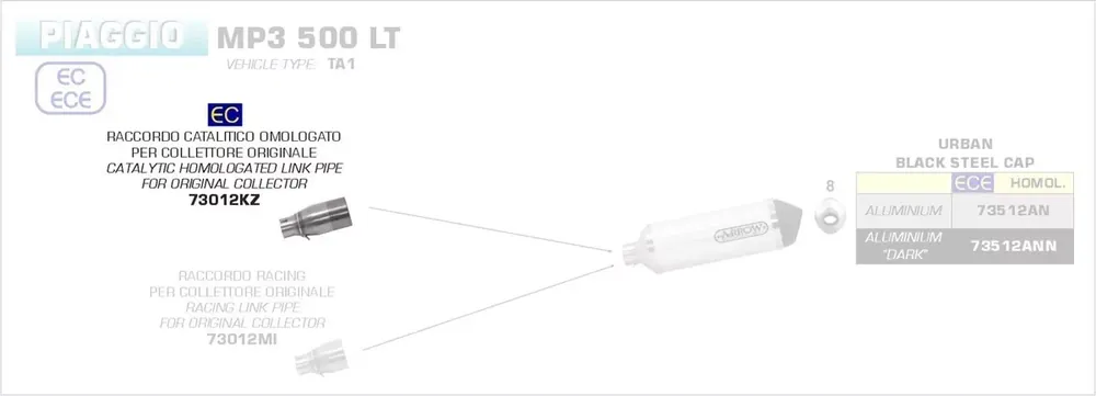 Direktkauf Arrow Verbindungsrohr mit Kat passend für Piaggio MP3 500 LT (2017–2018)