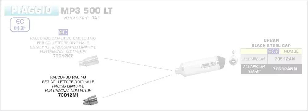 Arrow Racing Verbindungsrohr passend für Piaggio MP3 500 LT 17-19 Garantierte Lieferung