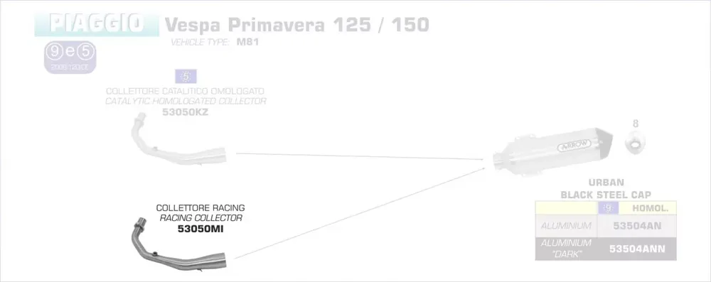 Garantierte Lieferung Arrow Krümmer passend für Vespa Primavera 125/150 (2014–2016)