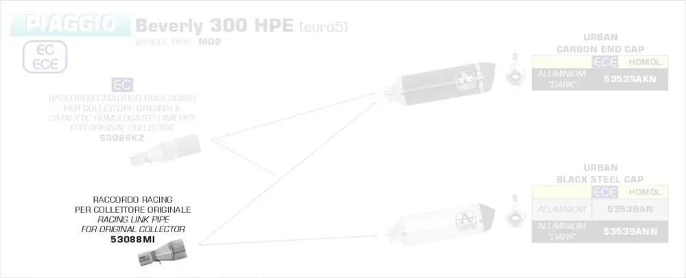 Arrow Verbindungsrohr passend für Piaggio Beverly 300 HPE ab 2021 Preis Gesenkt