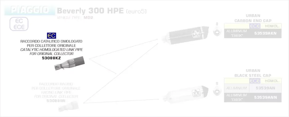Beliebt Arrow Verbindungsrohr mit Kat passend für Piaggio Beverly 300 HPE 21-