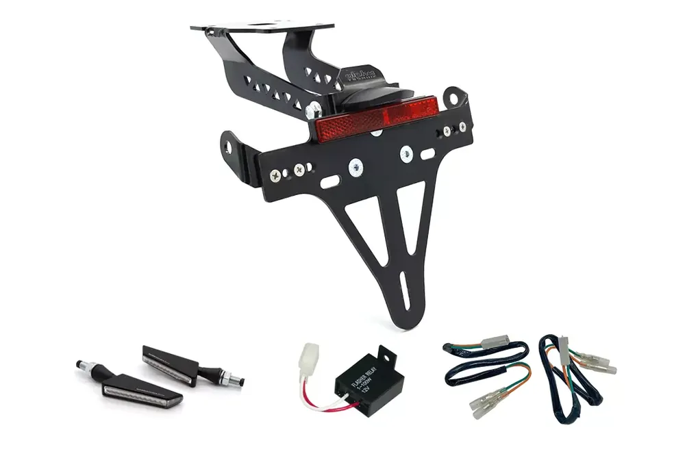 Günstig alpha Technik Kennzeichenhalter-Blinker-Kit passend für Kawasaki Z900 Modelljahr 2017-2019 (Hinten)