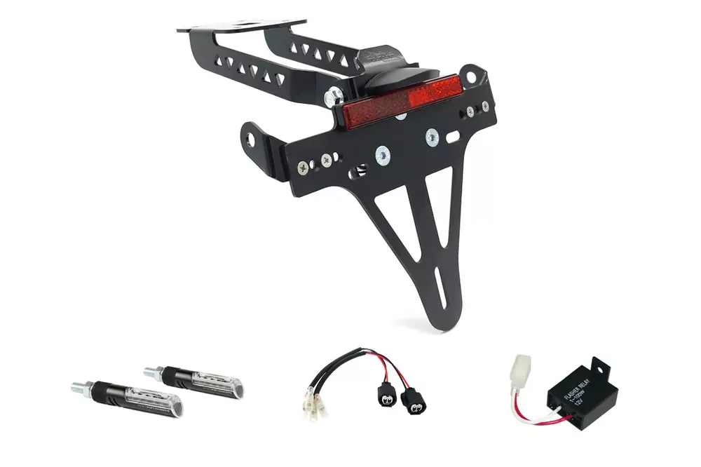 Sonderaktion alpha Technik Kennzeichenhalter-Blinker-Kit passend für Kawasaki Z650 & Ninja 650 ab 2020 (Hinten)