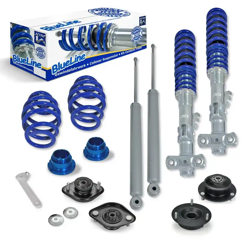 BlueLine Gewindefahrwerk mit Domlagersatz passend für BMW E36 4 & 6 Zylinder Touring 06.1992–2000 Markenware