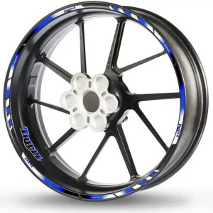 Felgenrandaufkleber passend für Triumph Triple blau-weiss-chrom Abverkauf
