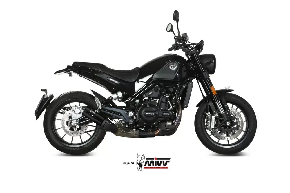 Sonderangebot MIVV Double Gun Edelstahl Schwarz passend für Benelli Leoncino 500 17-20