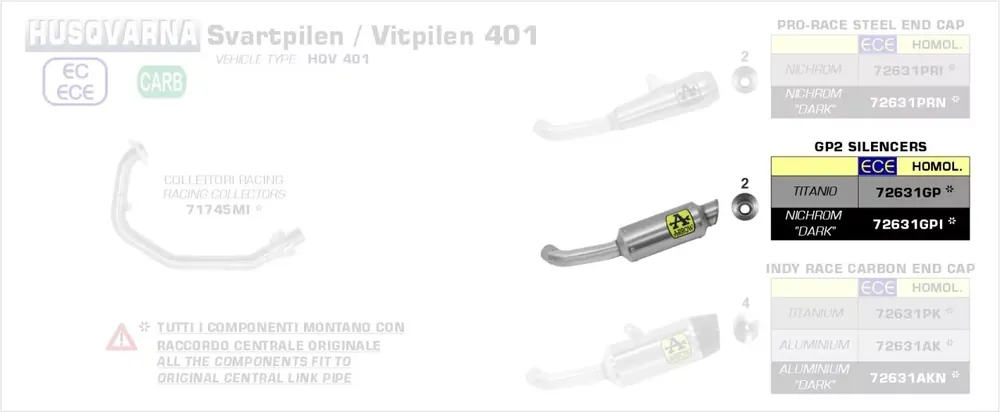 Jetzt Kaufen Arrow GP2 Endschalldämpfer Edelstahl Schwarz passend für Husqvarna Svartpilen / Vitpilen 401