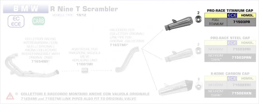 Expressversand Arrow Pro-Race Titan Endschalldämpfer passend für BMW R Nine T