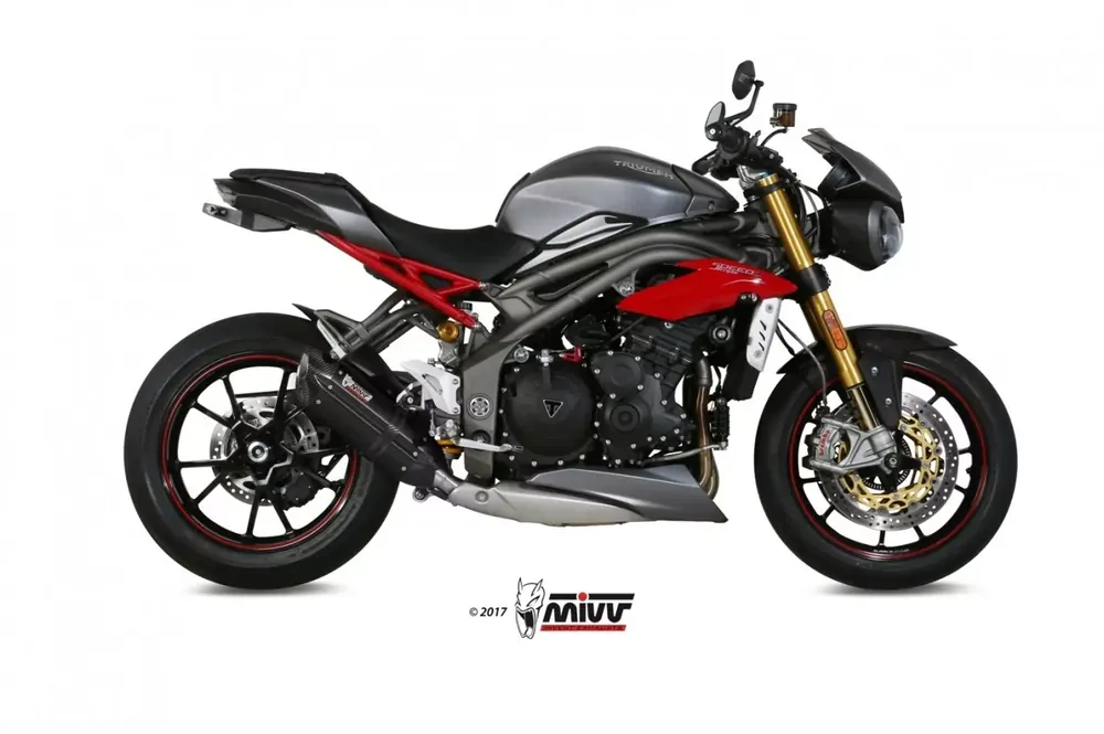 MIVV Suono Black Steel Endschalldämpfer passend für Triumph Speed Triple 1050 (16–17) Solange Der Vorrat Reicht