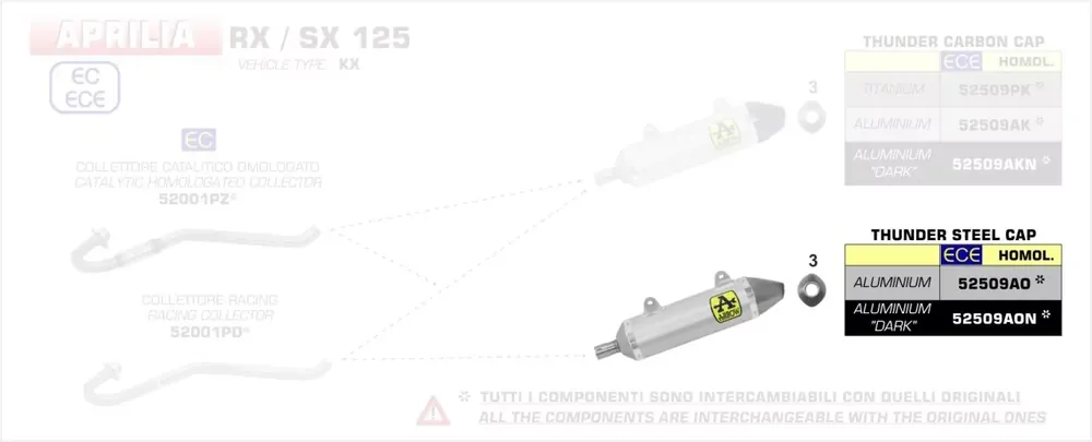Nur Für Kurze Zeit Arrow Thunder Aluminium Endschalldämpfer passend für APRILIA SX/RX 125, Malaguti XTM/XSM 125