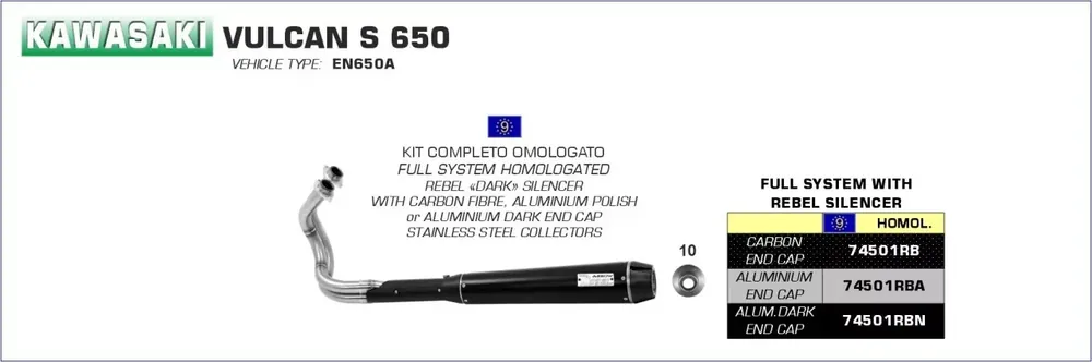 Aktuell Arrow Rebel Komplettanlage Schwarz passend für Kawasaki Vulcan S 650 14-16
