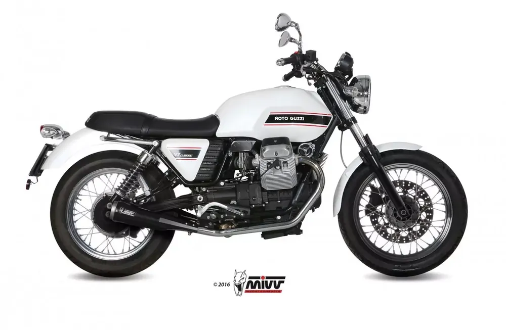 Preis Gesenkt MIVV Ghibli Black Steel Endschalldämpfer passend für Moto Guzzi V7 Classic / Special / Stone 08-16