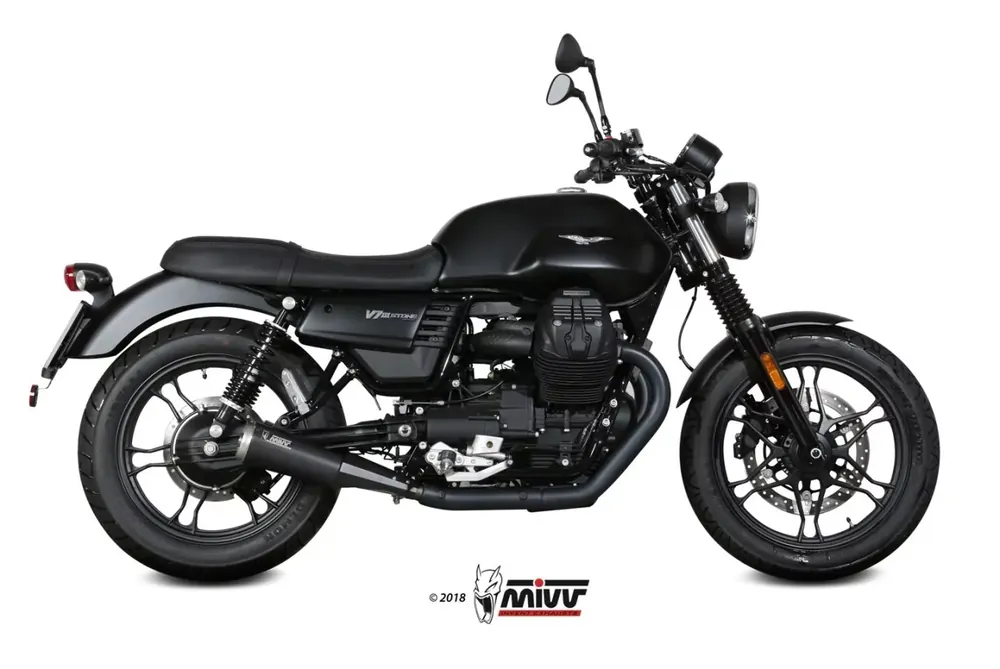 Begrenztes Angebot MIVV Ghibli Black Steel Endschalldämpfer inkl. Kat passend für Moto Guzzi V7 III 17-20