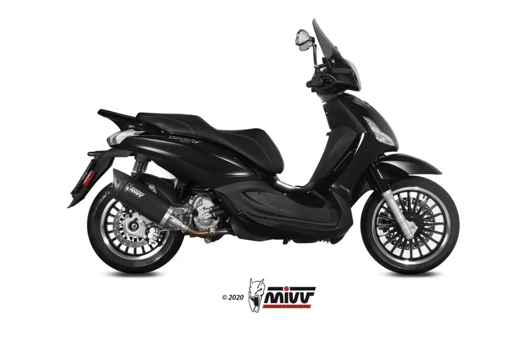 MIVV Mover Edelstahl Schwarz Auspuffanlage passend für Piaggio Beverly 300 (2010–2020) Super-Preis