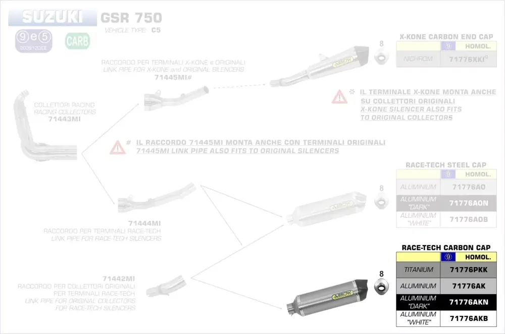 Arrow Race-Tech Endschalldämpfer Aluminium Schwarz passend für Suzuki GSR 750 & GSX-S 750 Mega-Angebot