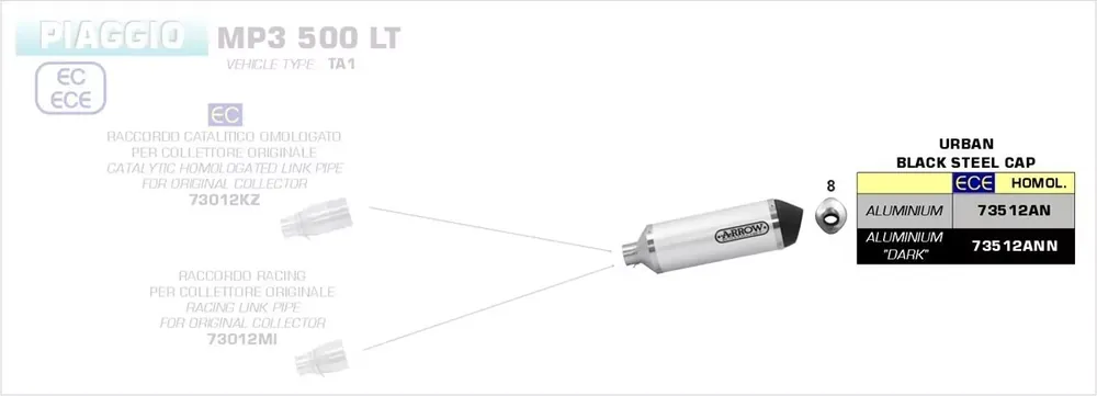 Arrow Race-Tech Endschalldämpfer passend für PIAGGIO MP3 500 LT Top-Preis