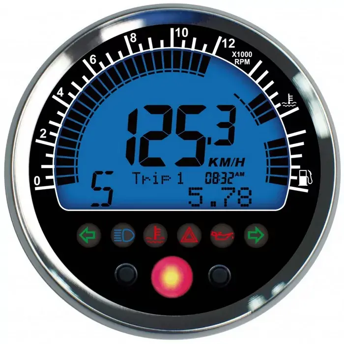 ACEWELL Digital Tacho+DZM mit Tank- und Temperaturanzeige im Chromringgehäuse schwarz Super-Preis
