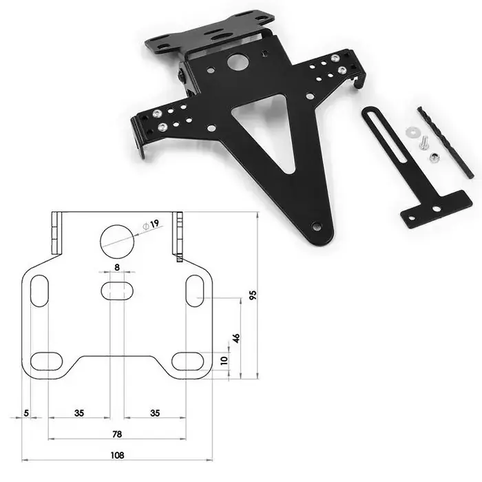 Nur Heute Kennzeichenhalter Universal Typ 4 schwarz verstellbar inkl. Reflektorhalter