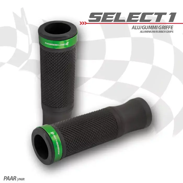 Griffgummiset Select1 7/8 Zoll (22mm) schwarz mit grünem Zierring, offen – Länge 120mm Direkt Vom Hersteller