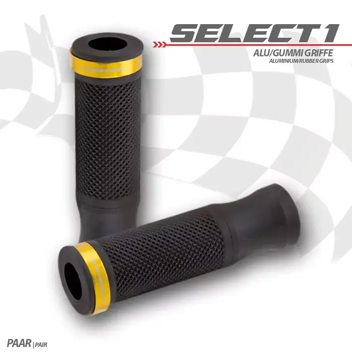 Geprüft Griffgummiset Select1 7/8"-22mm offen schwarz/gold