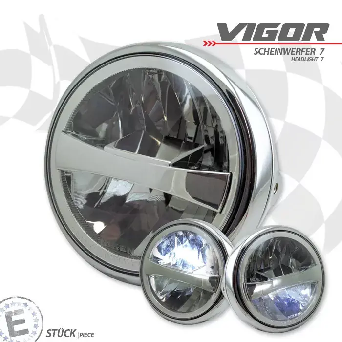 LED-Scheinwerfer "Vigor" 7" klar chrom E-geprüft Highlight