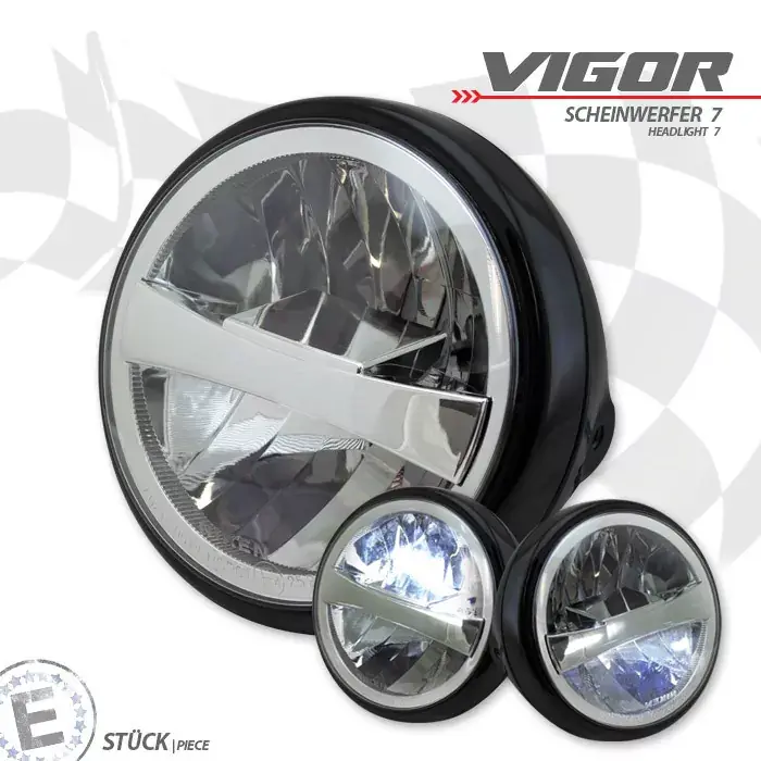 LED-Scheinwerfer "Vigor" 7 Zoll klar schwarz E-geprüft Aktuell
