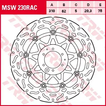 Bremsscheibe schwimmend MSW230RAC passend für Honda CRF1000 Africa Twin Letzte Chance
