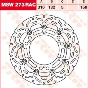 Bremsscheibe schwimmend MSW273RAC passend für Yamaha MT-01 Preis Gesenkt