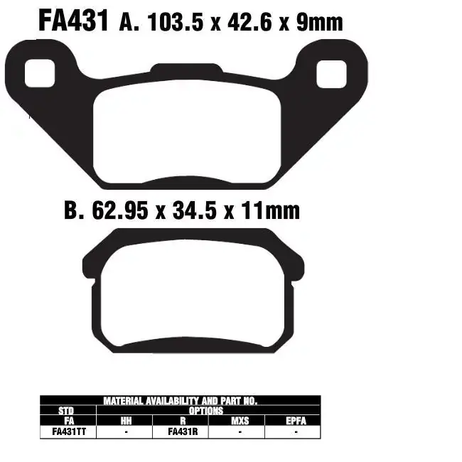 Kracherpreis EBC-FA431 TT Bremsbeläge passend für CPI XS 250