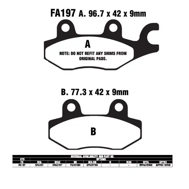 EBC-FA197 HH Bremsbeläge passend für Yamaha, Kymco, Honda Markenware