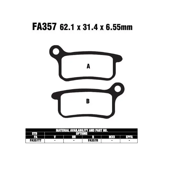 EBC FA357R Bremsbeläge passend für KTM SX 65 / 85, Husqvarna CR 65 Echt