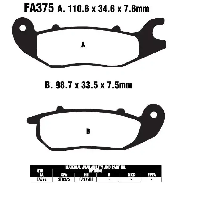 EBC FA375 Bremsbeläge passend für Honda CBF CBR MSX Monkey Neuheit
