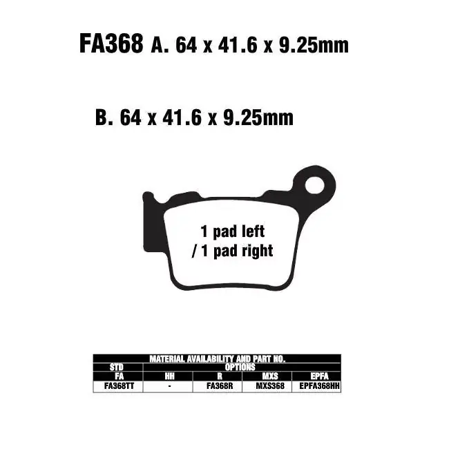 Heißes Angebot EBC FA368 TT Bremsbeläge passend für BMW, KTM, Husaberg, Husqvarna
