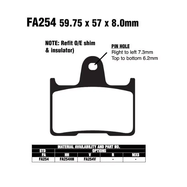 Schneller Versand EBC-FA254 HH Bremsbeläge passend für Suzuki, Honda & Kawasaki
