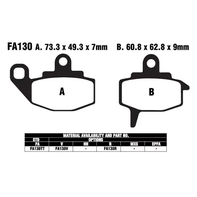 Jetzt Kaufen EBC FA130 TT Bremsbeläge passend für Kawasaki KX 125 / KX 250 / KLR 650