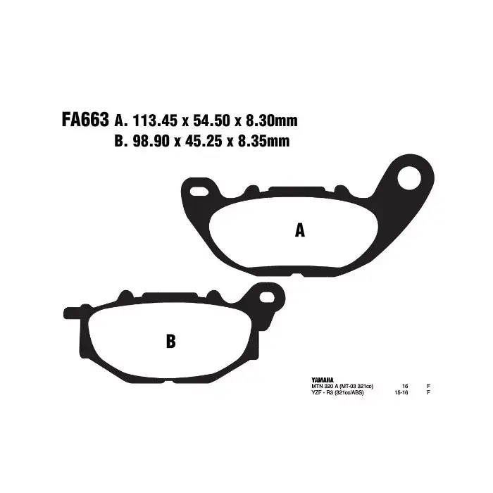 EBC FA663HH Bremsbeläge passend für Yamaha MT-03 / YZF-R3 Markenware