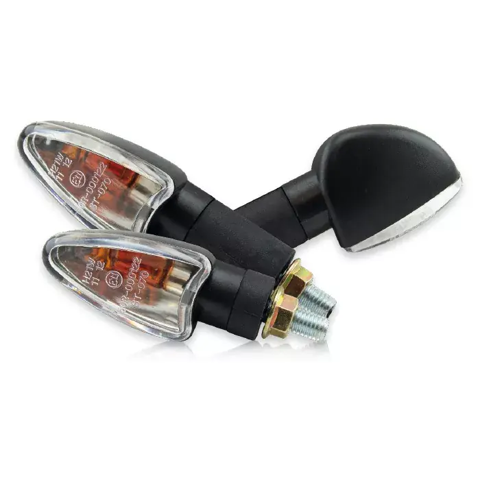 Mini-Blinker "Arrow" schwarz klar mit gelber Birne E-geprüft M8 Knallerangebot