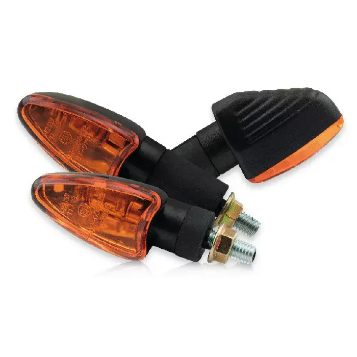 Bestpreis Mini-Blinker Arrow Grooved schwarz langes Gehäuse gelbes Glas E-geprüft