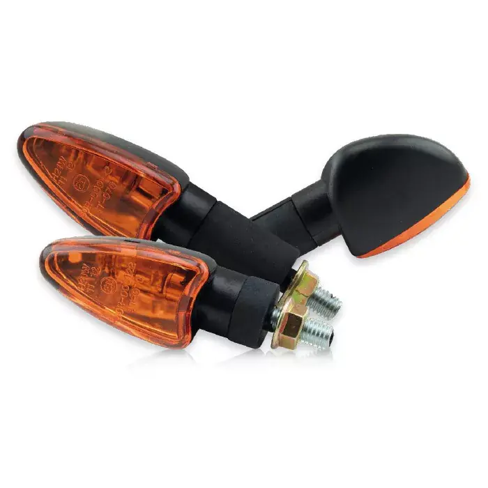 Must-Have Mini-Blinker "Arrow" schwarz mit gelbem Glas M8 E-geprüft – lang