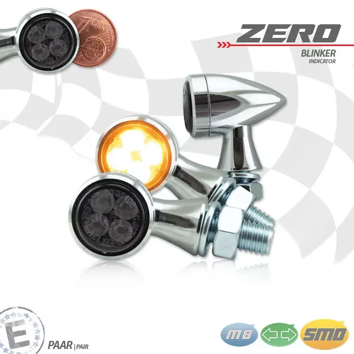 SMD-Blinker Zero Alu chrom getönt E-geprüft Begrenztes Angebot