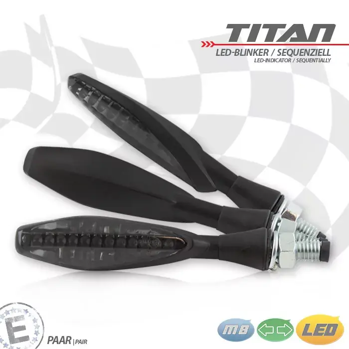 LED-Blinker TITAN SEQ Alu schwarz getönt E-geprüft Super-Preis