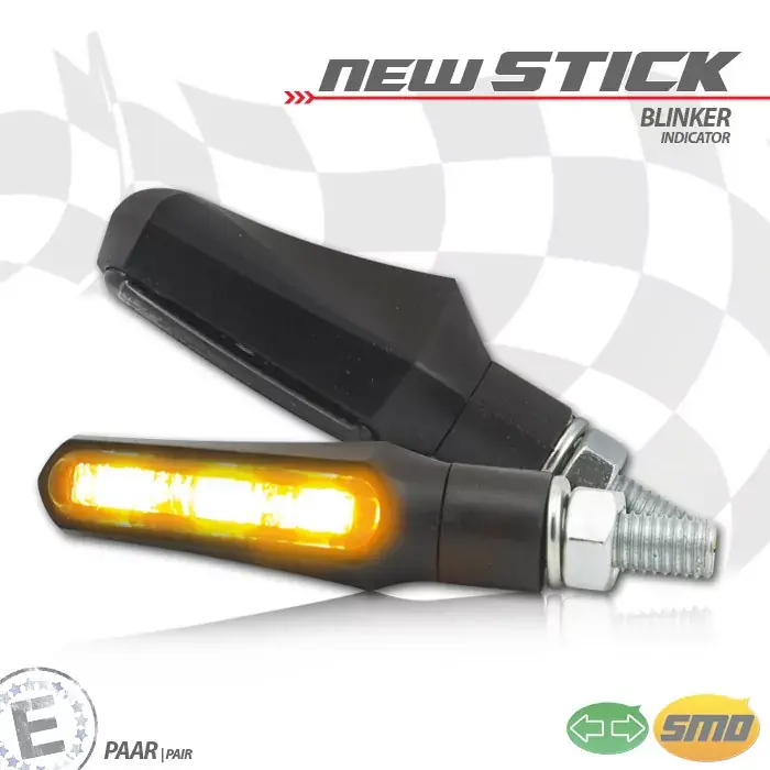 LED-Blinker New Stick schwarz getönt E-geprüft Neue Kollektion