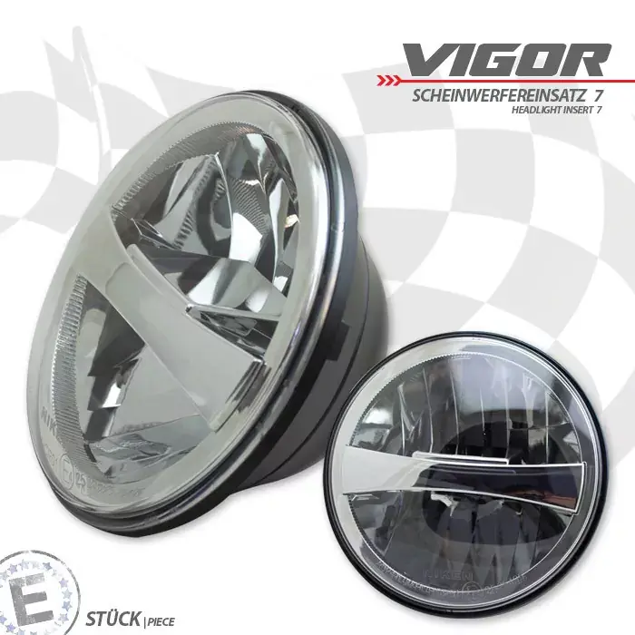 LED-Scheinwerfereinsatz Vigor 7 Zoll chrom E-geprüft Letzte Chance