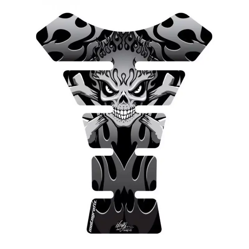 Motografix Flaming Skull Silber/Schwarz 3D Gel Tankpad Protector ST063KS Jetzt Bestellen