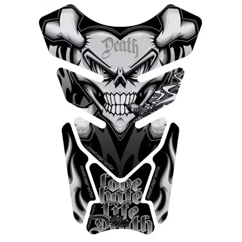 Sofort Bestellen Motografix Smoking Sacred Heart Skull Silber/Schwarz 3D Gel Tankpad