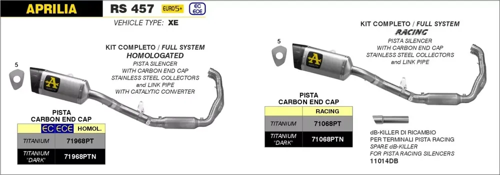 ARROW Pista Titan Schwarz Komplettanlage passend für Aprilia RS 457 ab 2024 Neu