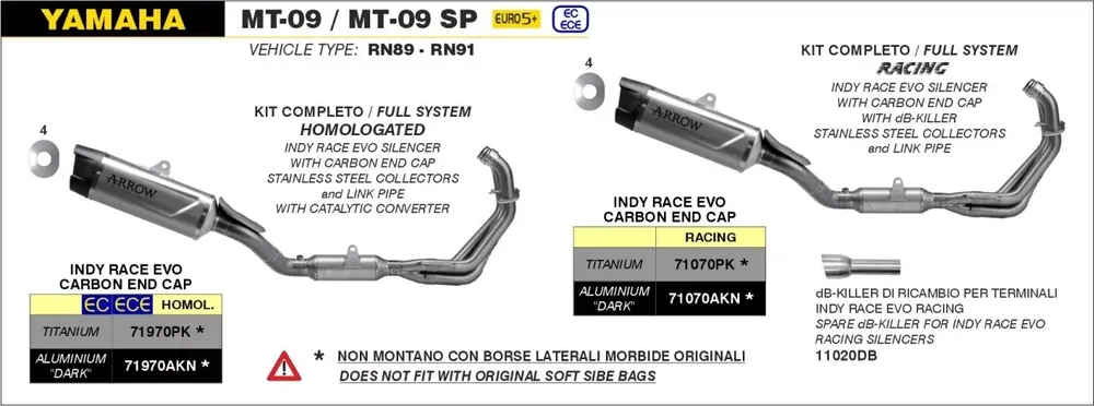 Nur Heute ARROW Indy-Race EVO Titan Komplettanlage passend für Yamaha MT-09 / MT-09 SP 2024