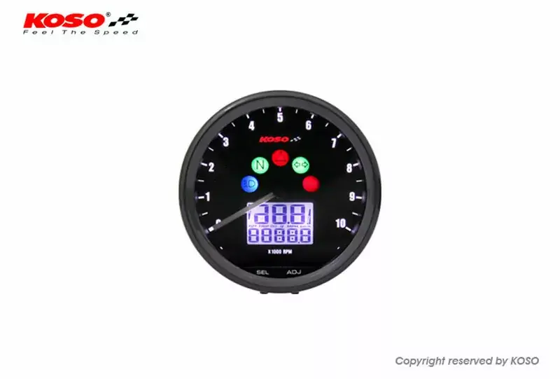 KOSO Neo Retro Multifunktions-Drehzahlmesser 64 mm schwarz Neu Im Sortiment